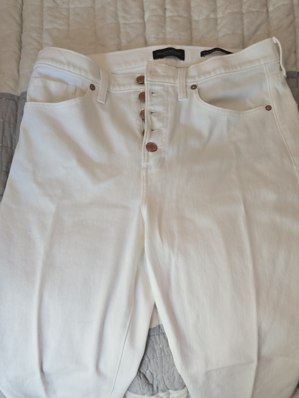 Banana Republic High-Rise White Button-Fly Jeans